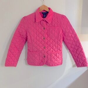 Ralph Lauren Pink Quilted Corduroy Collar Jacket Girls 12/14 Pocket Button Front